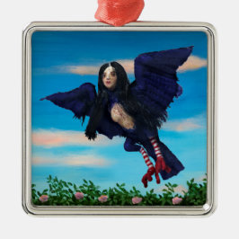 ブラッドティーと赤紐鳥女の子枕 メタルオーナメント