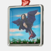 ブラッドティーと赤紐鳥女の子枕 メタルオーナメント (左)