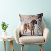 ブラッドハウンドが雪のクリスマスを過ごす クッション (椅子)