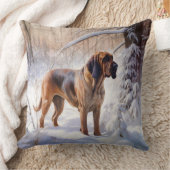 ブラッドハウンドが雪のクリスマスを過ごす クッション (ブランケット)