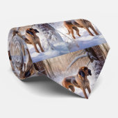 ブラッドハウンドが雪のクリスマスを過ごす ネクタイ (ロール)