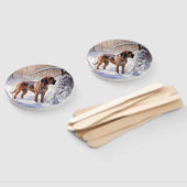 ブラッドハウンドが雪のクリスマスを過ごす ハンドファン (組立なし)