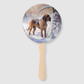 ブラッドハウンドが雪のクリスマスを過ごす ハンドファン (正面)