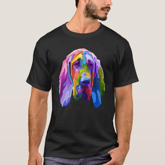 ブラッドハウンドカラフルアポップ・アートのートポートレートのための犬のオーナー Tシャツ (正面)
