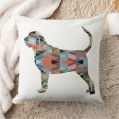ブラッドハウンドカラフルジオパターンシルエットプレイド クッション (ブランケット)