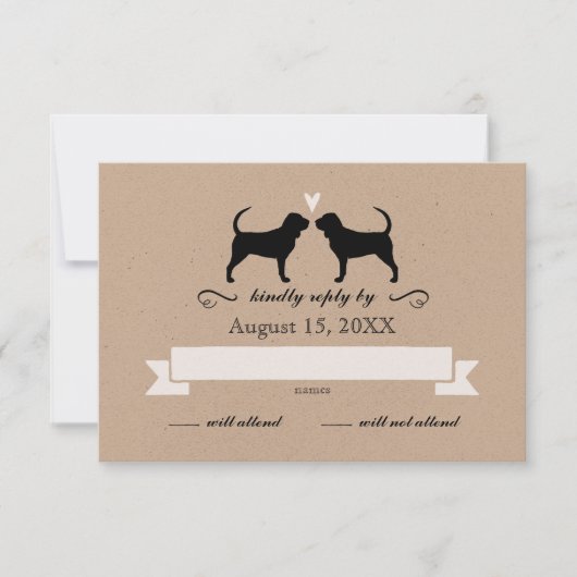 ブラッドハウンドシルエット結婚式RSVP 出欠カード (正面)
