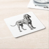 ブラッドハウンドドッグアートワーク スクエアペーパーコースター (アングル)