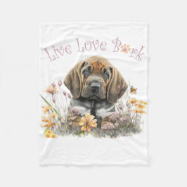 ブラッドハウンドドッグママフローラ フリースブランケット