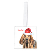 ブラッドハウンドドッグ2フォトクリスマスホリデー キューブオーナメント (正面)