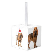 ブラッドハウンドドッグ2フォトクリスマスホリデー キューブオーナメント (裏面アングル)