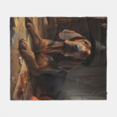 ブラッドハウンドパンプキンスハロウィンホラー フリースブランケット (正面(横))