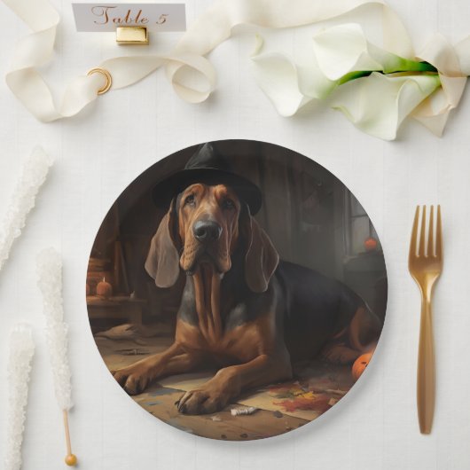 ブラッドハウンドパンプキンスハロウィンホラー ペーパープレート (ウェディング)