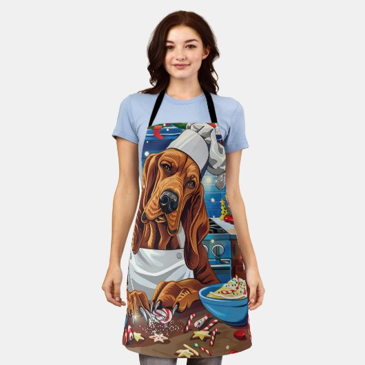 ブラッドハウンドホリデーベーキング:フェスティバルクリスマス エプロン (着用した状態)