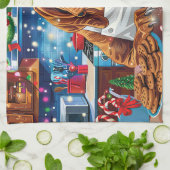 ブラッドハウンドホリデーベーキング:フェスティバルクリスマス キッチンタオル (折り畳み)