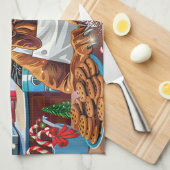 ブラッドハウンドホリデーベーキング:フェスティバルクリスマス キッチンタオル (四つ折り)