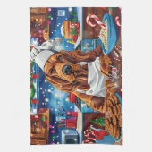 ブラッドハウンドホリデーベーキング:フェスティバルクリスマス キッチンタオル (縦)