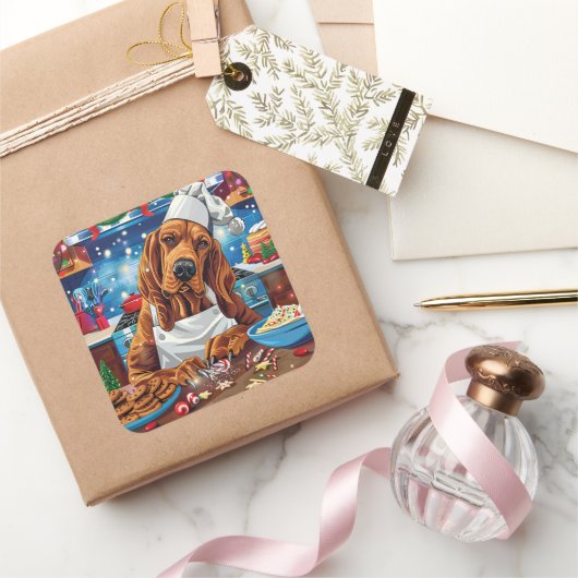 ブラッドハウンドホリデーベーキング:フェスティバルクリスマス スクエアシール (ギフト)