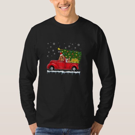 ブラッドハウンドレッドカートラッククリスマスツリーおもしろいサン Tシャツ (正面)