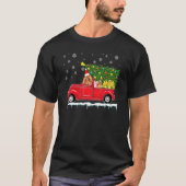 ブラッドハウンドレッドカートラッククリスマスツリーサンタクリスマス Tシャツ (正面)
