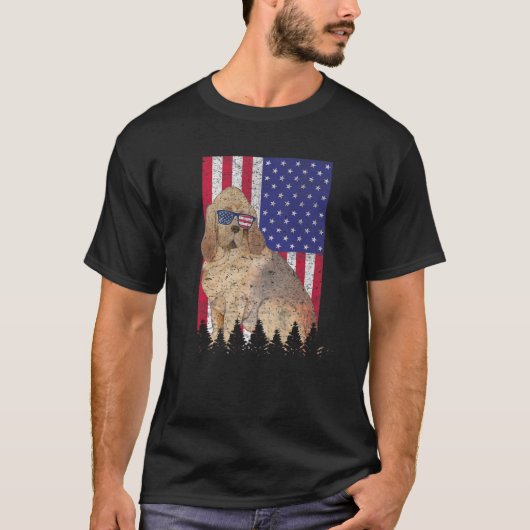 ブラッドハウンド愛国犬アメリカプライドアメリカ国旗 Tシャツ (正面)