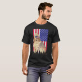 ブラッドハウンド愛国犬アメリカプライドアメリカ国旗 Tシャツ (正面フル)