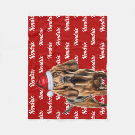 ブラッドハウンド犬の名前クリスマスホリデー フリースブランケット