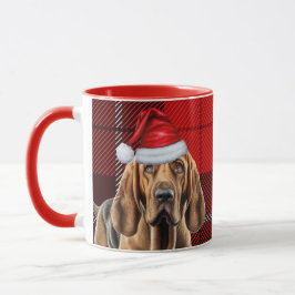 ブラッドハウンド犬の恋人レッドホリデープレイドクリスマス マグカップ
