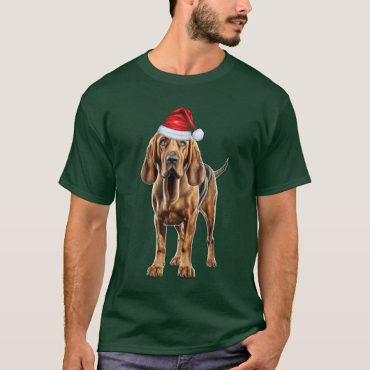 ブラッドハウンド犬の愛おもしろい者クリスマス Tシャツ (正面)