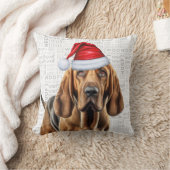 ブラッドハウンド犬の水色のクリスマス クッション (ブランケット)