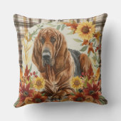 ブラッドハウンド犬秋水彩の花 クッション (裏面)
