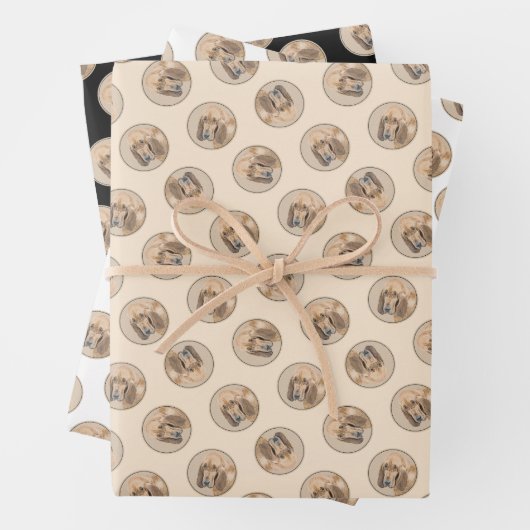 ブラッドハウンド絵を描の赤い可愛い香りハウンドドッグアート ラッピングペーパーシート (インサイチュ)