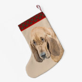 ブラッドハウンド絵画ズ – かわいいオリジナルドッグアート スモールクリスマスストッキング (裏面 (吊り時))