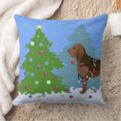 ブラッドハウンド飾ドッグのクリスマスツリー クッション (ブランケット)
