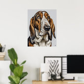 ブラッドハウンド – ドッグアートプリント ポスター (ホームオフィス)