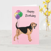 ブラッドハウンド、誕生日の気球 カード (黄色い花)