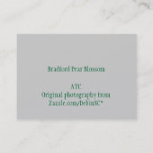 ブラッドフォードのナシの花ATCの写真カード 名刺 (裏面)