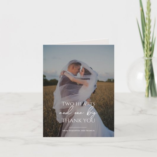 ブラッドフモダンォード写真とタイポグラフィ結婚ズ サンキューカード (正面)