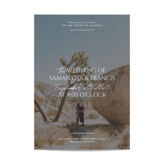 ブラッドフモダンォード写真とタイポグラフィ結婚ズ 招待状