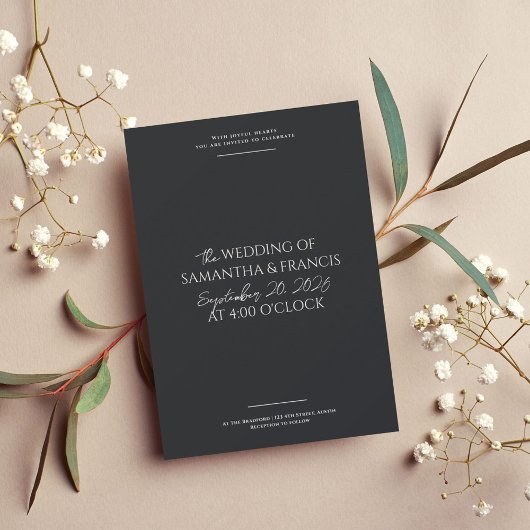 ブラッドフモダンォード写真とタイポグラフィ結婚ズ 招待状