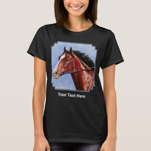 ブラッドベイサラブレッド競走馬 Tシャツ (正面)