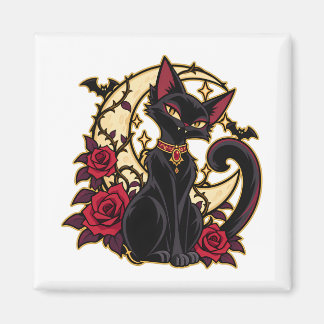 ブラッドムーンの使い魔 黒猫 三日月 マグネット