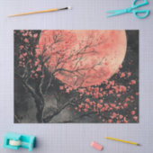 ブラッドムーン桜墨流し（2） 薄葉紙 (クラフト)