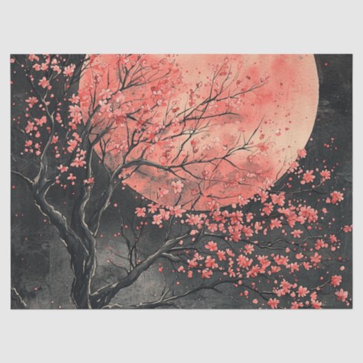 ブラッドムーン桜墨流し（2） 薄葉紙 (正面)