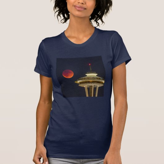 ブラッドムーン |シアトル宇宙針 Tシャツ (正面)