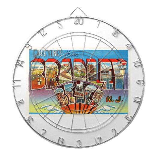 ブラッドリーのビーチのニュージャージーNJのヴィンテージの古い郵便はがき ダーツボード (正面)