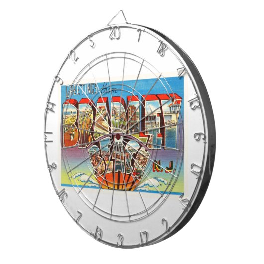 ブラッドリーのビーチのニュージャージーNJのヴィンテージの古い郵便はがき ダーツボード (正面右)