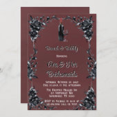 ブラッドレッドゴシックブラックフローラワインブランチ&バブリー 招待状 (正面/裏面)