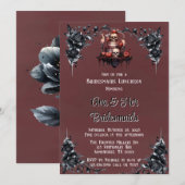 ブラッドレッドゴシック様式ブラックフローラブリデスメイドランチョン 招待状 (正面/裏面)