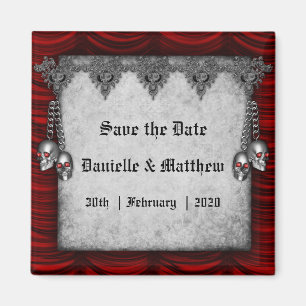 ブラッドレッドシルクシルバースカルゴシックSave the Date マグネット