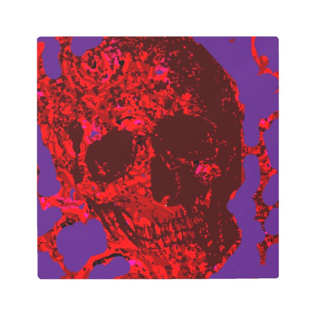 ブラッドレッドローズスカル刻印 –  メタルプリント (正面)